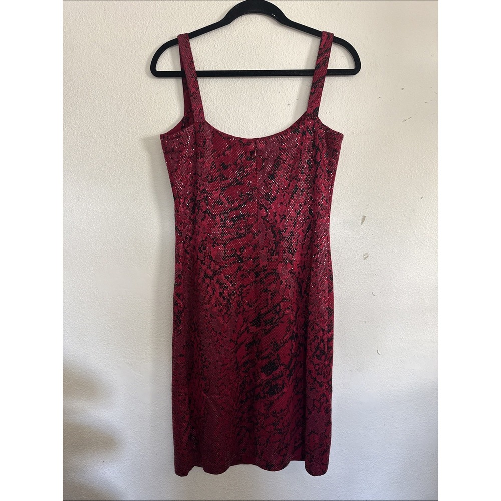ST.JOHN Evening Women's Paillette Red Black Python Print Dress Sz 4 - Picture 7 of 12
